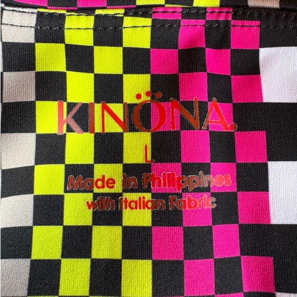 Kinona Sporty Neon Yellow and Pink Checkered Golf Skort with Deep Pockets size L - Picture 3 of 11